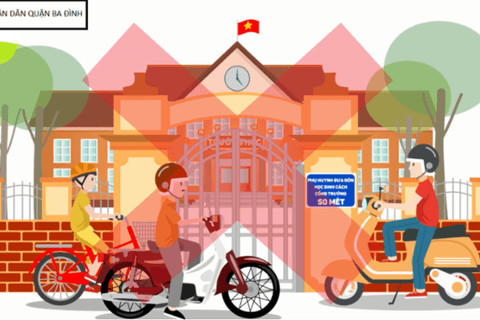 UBND quận Ba Đình lên phương án đảm bảo TTĐT - ATGT tại cổng trường các trường học trên địa bàn quận