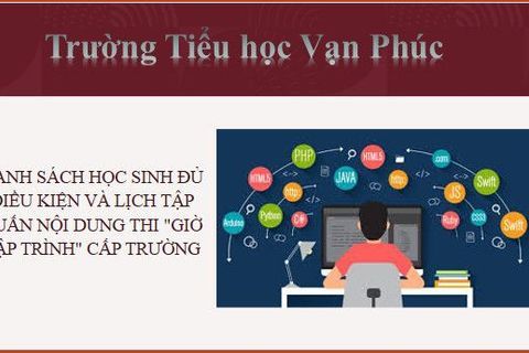 Danh sách học sinh đủ điều kiện và lịch tập huấn nội dung thi "Giờ lập trình" cấp trường
