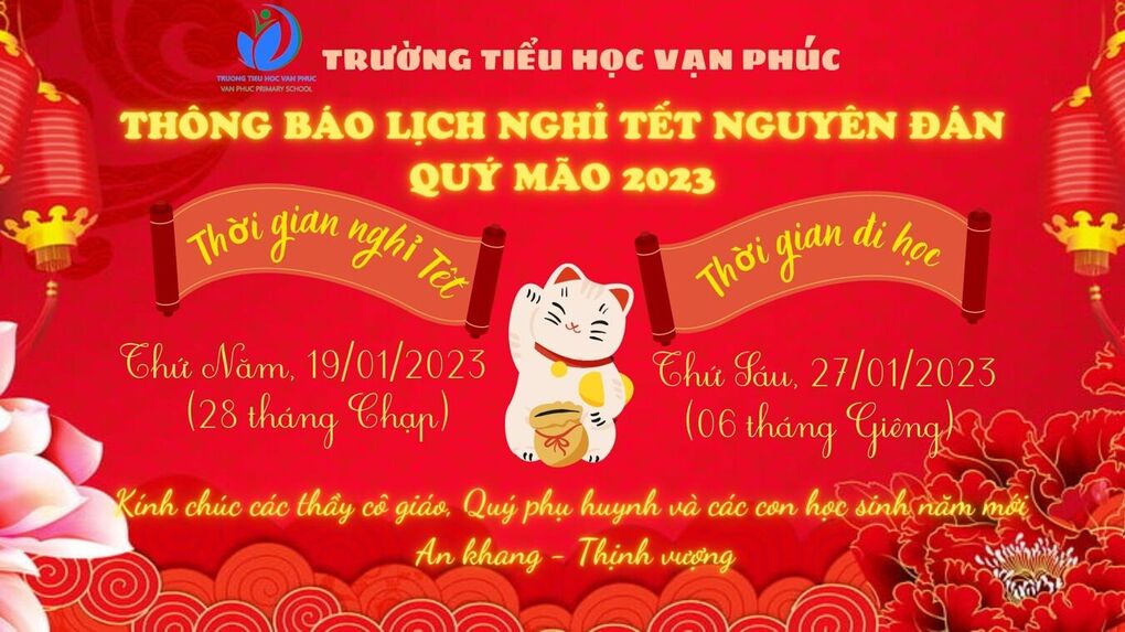 Thông báo Lịch nghỉ Tết Nguyên đán Quý Mão 2023