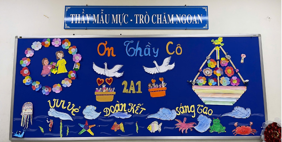 Góc sáng tạo ngộ nghĩnh lớp 2A1 với slogan “Vui vẻ - Đoàn kết - Sáng tạo”