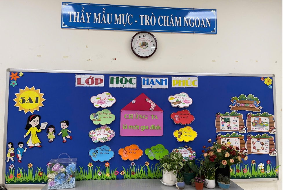 Lớp 5A1 hưởng ứng Hội thi hoạt động sáng tạo với slogan “Chúng ta là một gia đình”