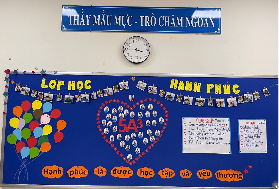 “Hạnh phúc là được học tập và yêu thương” - Slogan đầy ý nghĩa của Góc sáng tạo lớp 5A3