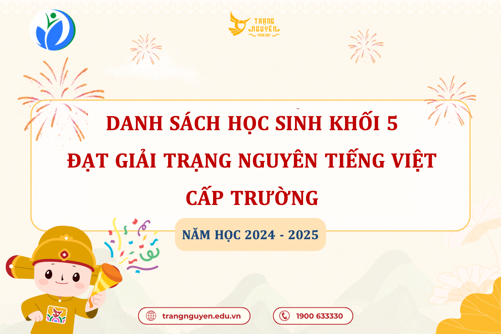 Thông báo danh sách học sinh đạt giải Trạng Nguyên Tiếng Việt cấp trường - Khối 5
