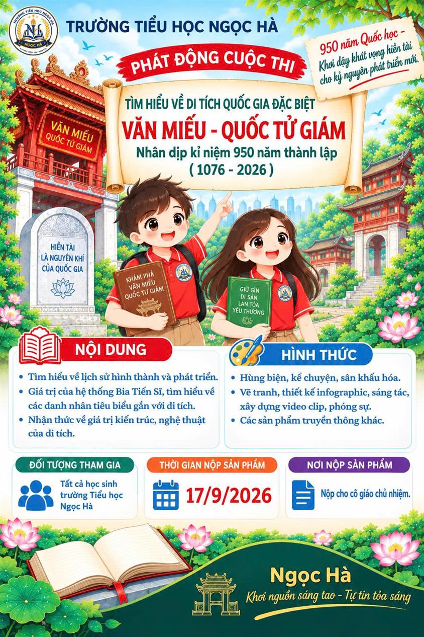 THÔNG BÁO TRIỂN KHAI CUỘC THI TÌM HIỂU VỀ DI TÍCH QUỐC GIA ĐẶC BIỆT VĂN MIẾU – QUỐC TỬ GIÁM